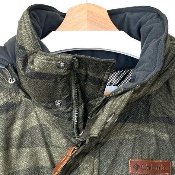 Columbia Barlow Pass 550 TurboDown Peatmoss Camo Green Coat Medium LN - Picture 3 of 13